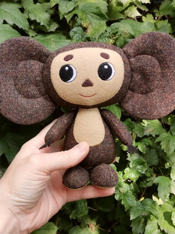 Cheburashka soft doll, handmade wool stuffed toy, plush Cheburashka