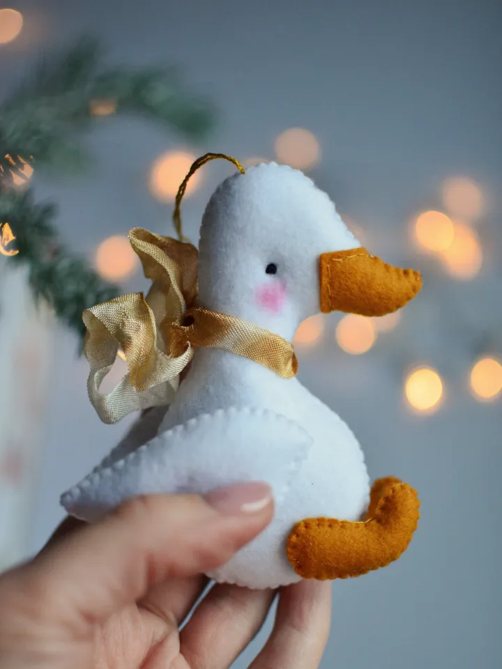 Felt Goose ornament, Hand sewing Easter decoration
