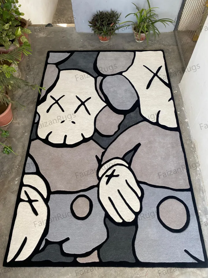 Kaws Handmade 100% Wool Rugs, Case Rugs and Carpets, Handmade Rugs For Living Room, Dining Room, Hallway, Multiroom Carpets, Anime Rugs.