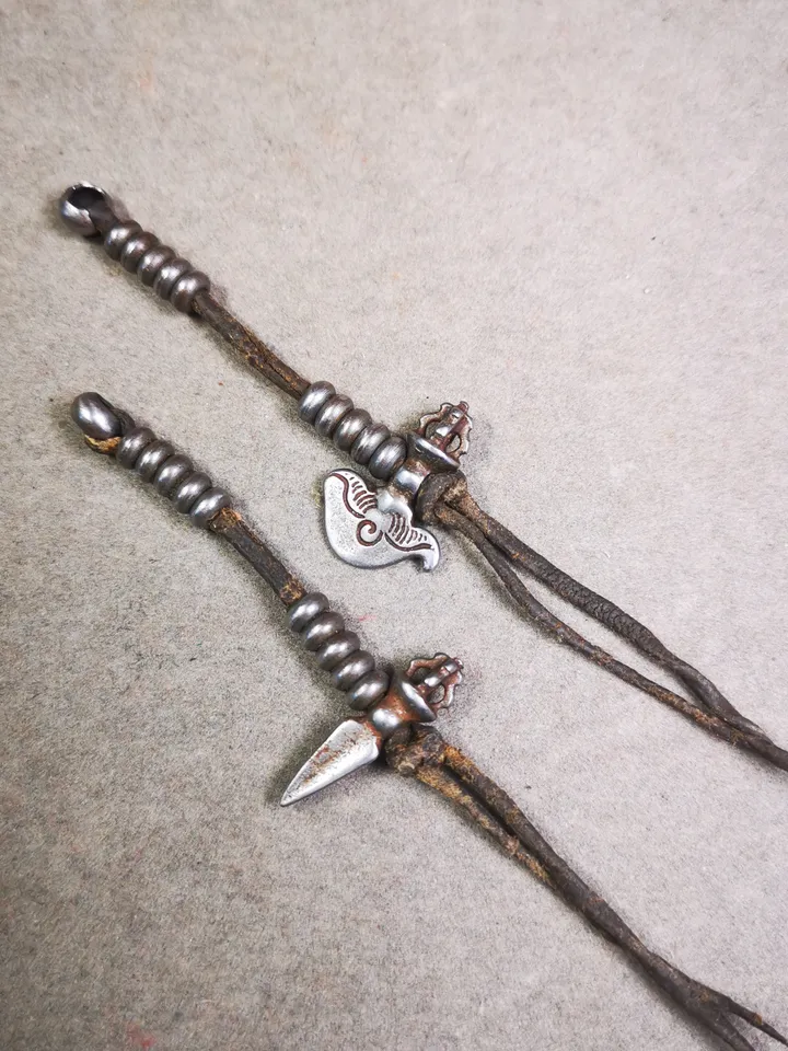 Gandhanra Handmade Tibetan Buddhist Mala Counters,Prayer Bead Counters,with Kila and Kartika Pendant,Made of Cold Iron