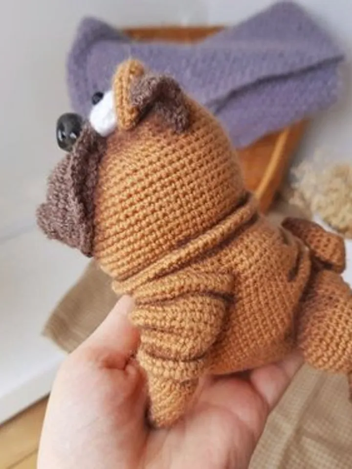 Stuffed pug interior toy. Beige Pug in Cute Pumpkin Costume. Personalized Costume for Toy