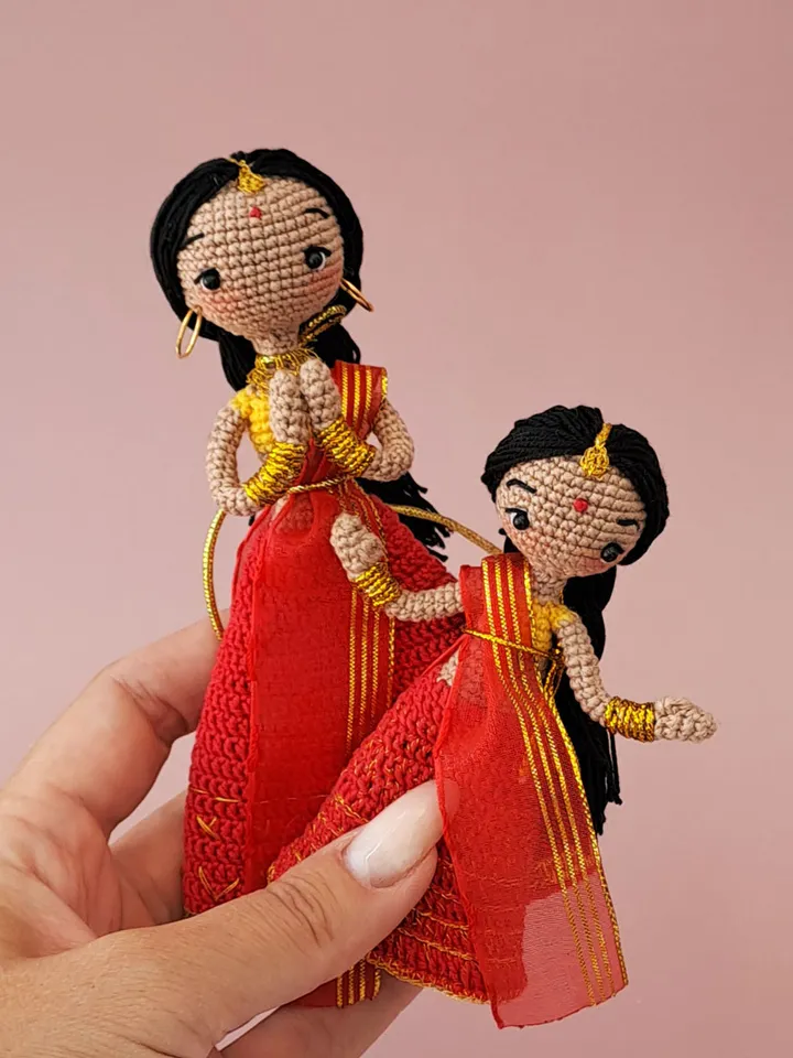 Crochet indian baby doll. indian handmade gift. amigurumi indian doll.