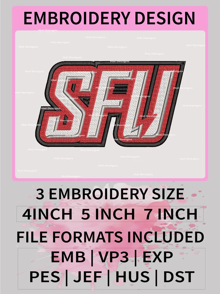 NCAA Saint Francis Red Flash Embroidery File, 3 Sizes, 6 Formats, NCAA Machine Embroidery Design, NCAA Logo, NCAA Teams