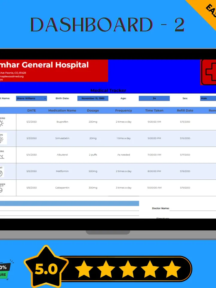 Medication Tracker Template, Google Sheets Health Tracker, Digital Download, Easy-to-Use Medicine Log for Personal  Family Wellness