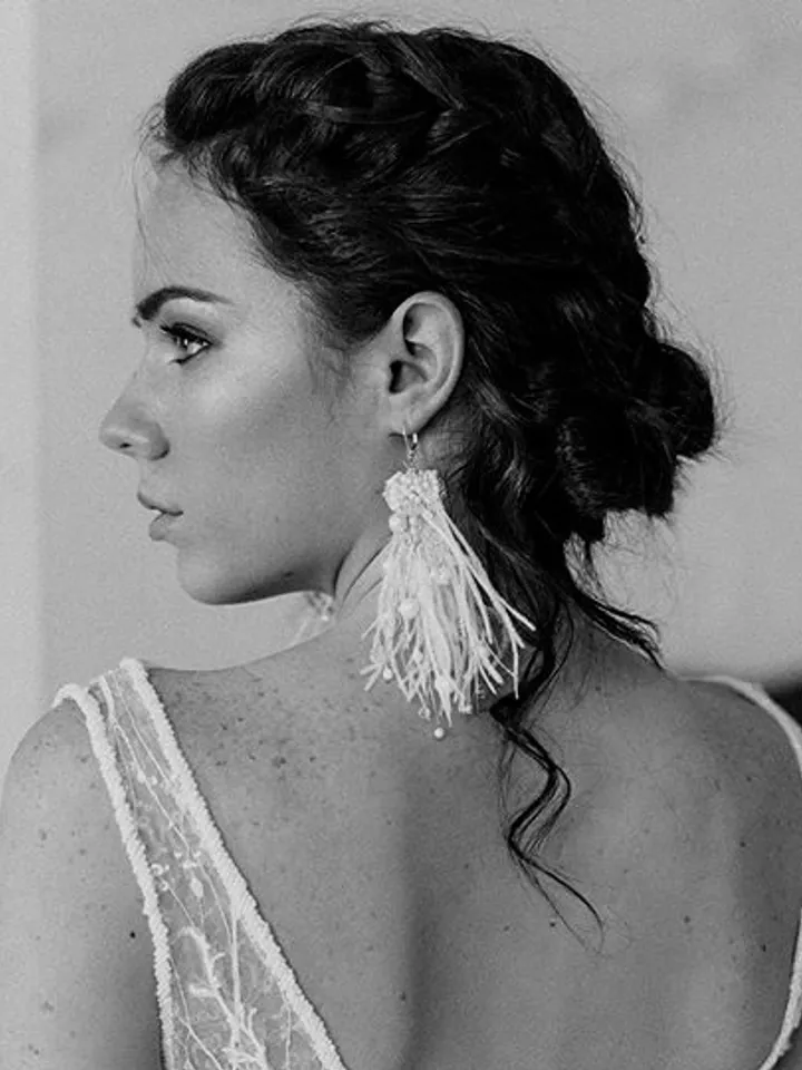 Pink Earrings, feather earrings,Long earrings, Ostrich feather earrings, wedding earrings,Dusty pink earrings, Earrings