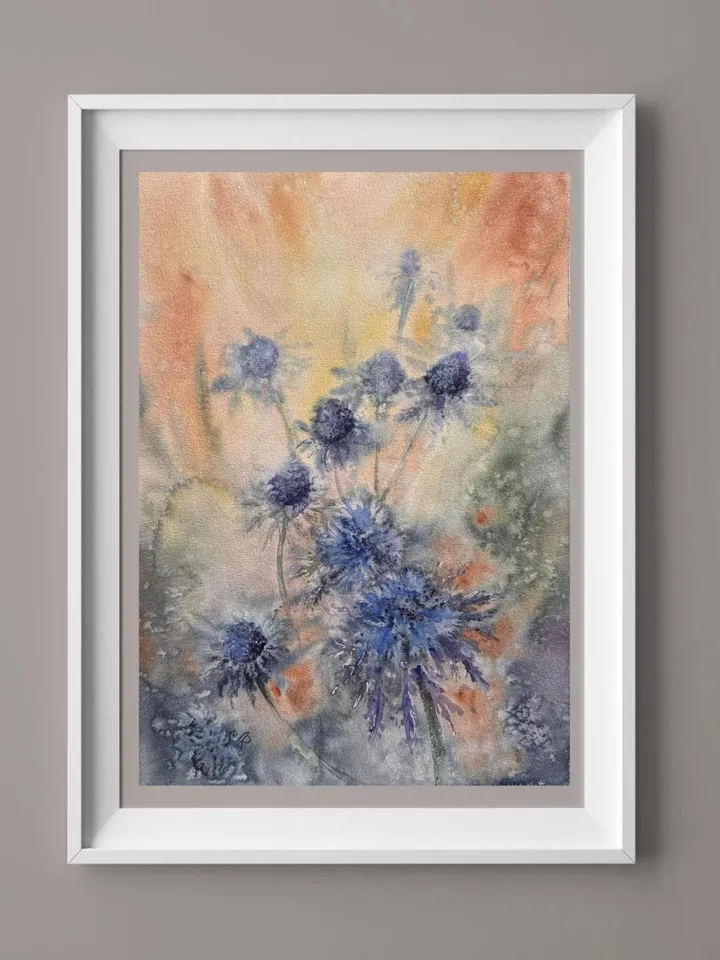 Flowers Original Painting Wildflowers Watercolor Wall Art Floral Artwork
