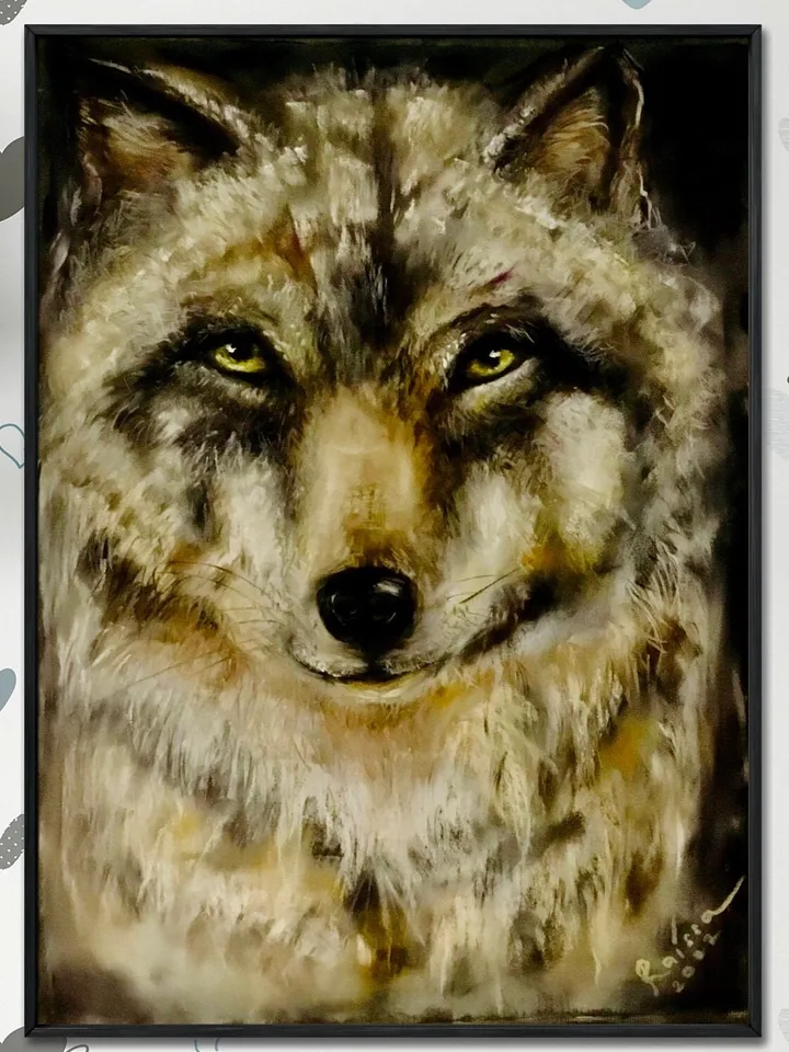Wolf painting,original soft pastel painting on pastelmat ,wild animals painting,unique gift for animal lovers,wall hanging,kids room decor