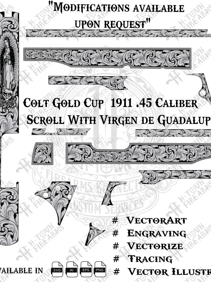 Colt Gold Cup 1911 .38 super Scroll With Virgen de Guadalupe