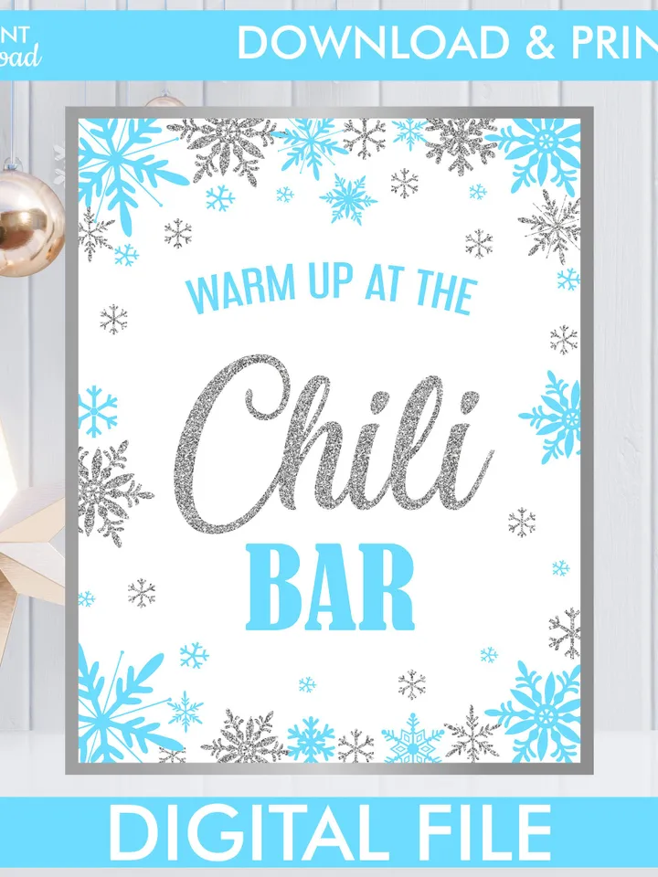 Winter Onederland Signs, Winter Onederland Birthday Boy Decorations, Blue Silver Snowflakes First Birthday Decorations Instant Download