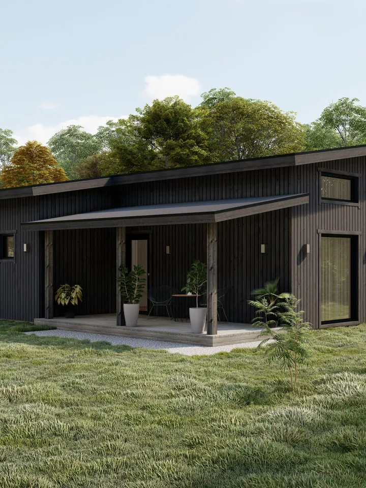 20'x28' Modern Tiny House Plans, Lean Cabin Architectural Construction Blueprints