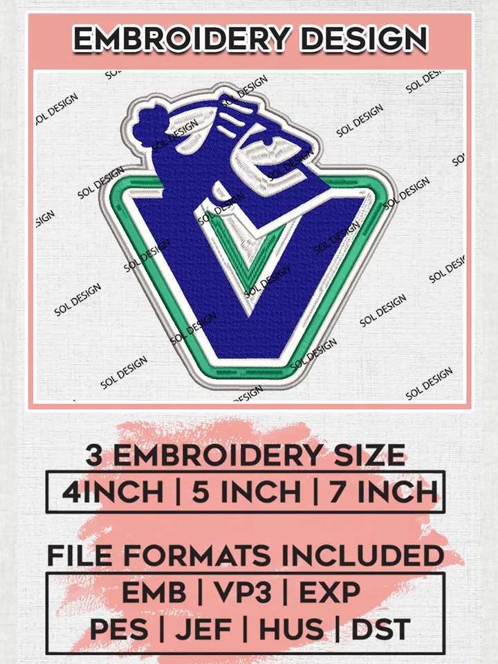Vancouver Canucks Logo Embroidery Designs, NHL Vancouver Canucks Team Logo Embroidery, NHL Canucks Embroidery Designs, NHL Machine Embroidery Designs, Digital Download