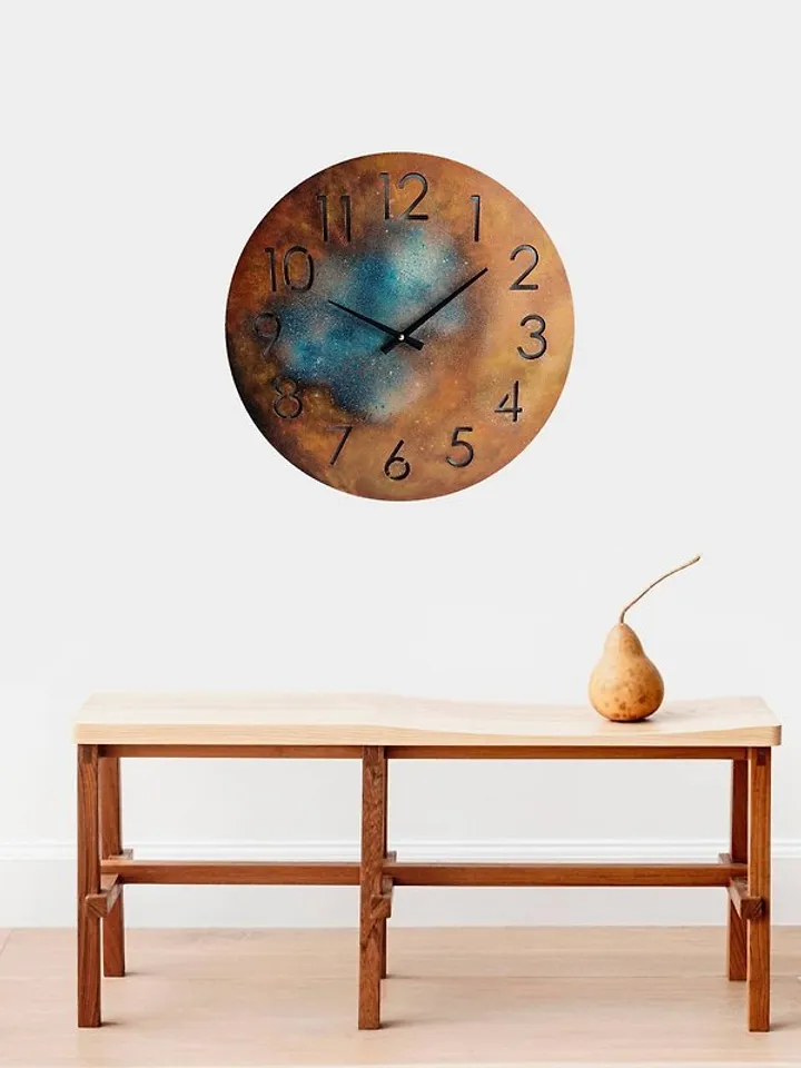 Unique art wall clock Large retro style clock Handmade wall clock Silent clock
