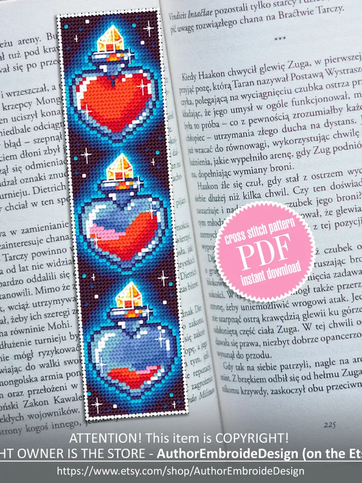 Potion bottles Bookmark cross stitch pattern download PDF Handmade bookmark Valentine stitch, Love witch potion, Halloween potions #B123