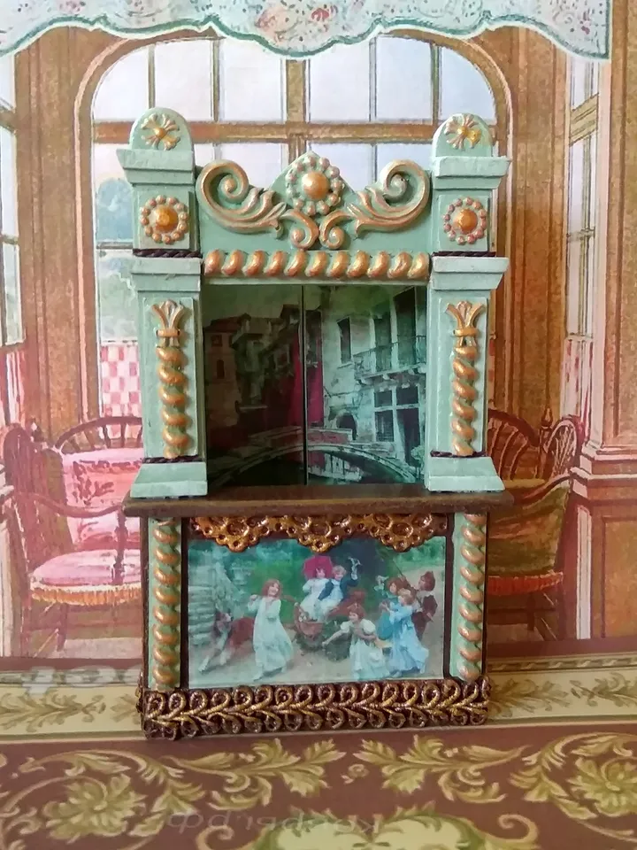 Miniature puppet theater for doll houses.1:12 scale.