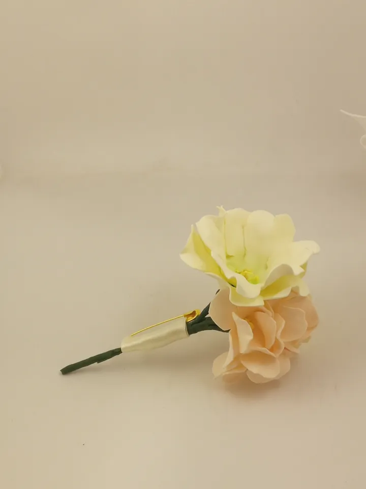 Handmade bridal bouquet double and boutonniere for groom/wedding bouquet/boutonniere for the groom/ wedding boutonniere