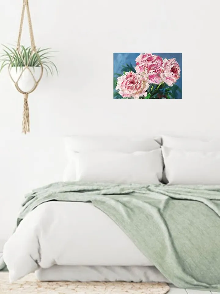 Peony Oil Painting Peonies Oil Painting Floral Wall Art Flower Canvas Artwork