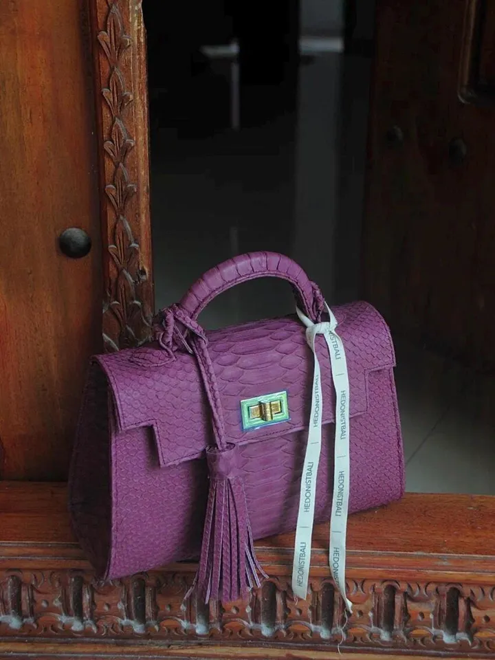 Top handle violet classy genuine python skin bag | exotic leather bags | Elegant women purse | snake skin bag | designer leather bag