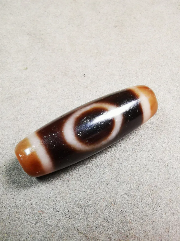 Gandhanra Tibetan Heaven & Earth Dzi Bead,Tibetan Chung,Protective Amulet,Small Size 38*12 mm