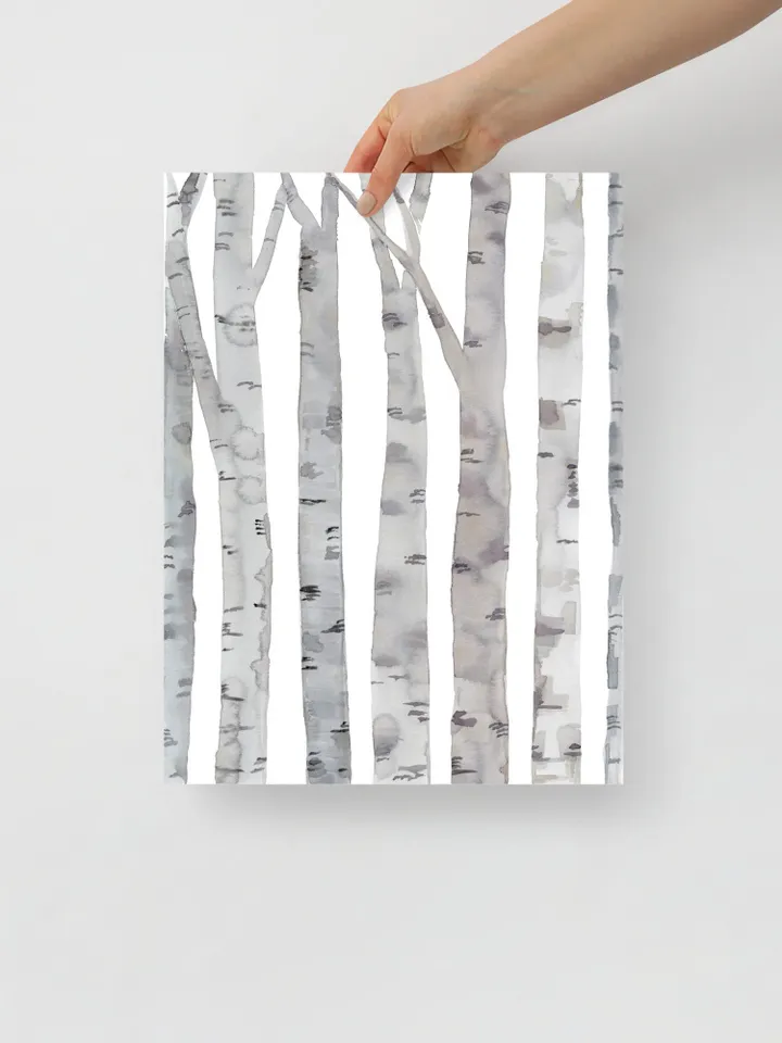 Tree Birch Art Print, Watercolor Forest, Modern Tree Art, Branches Wall Art, Contemporary Tree, Bedroom Wall Art