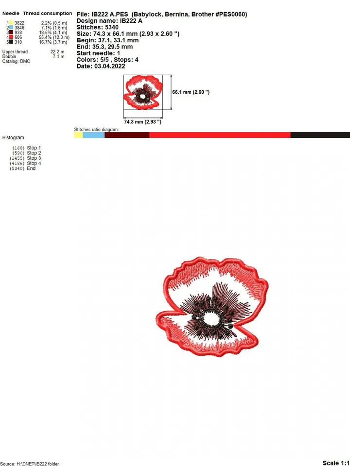Poppy FlowerApplique 3Dmachine embroidery design applique pattern digital embroidery pattern home and clothing décor embroidery motif floraL