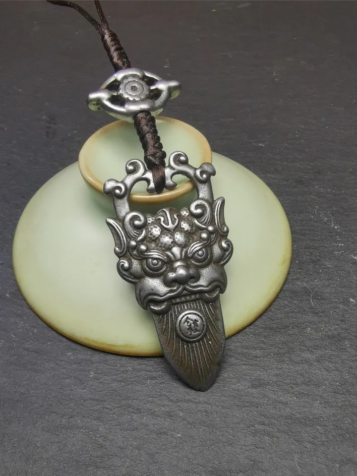 Gandhanra Handmade Tibetan Buddhist Amulet,Kirtimukha Pendant,Bhoma,Banaspati,Mouth of Kala,Made of Cold Iron,1.97&quot; × 1.0&quot;