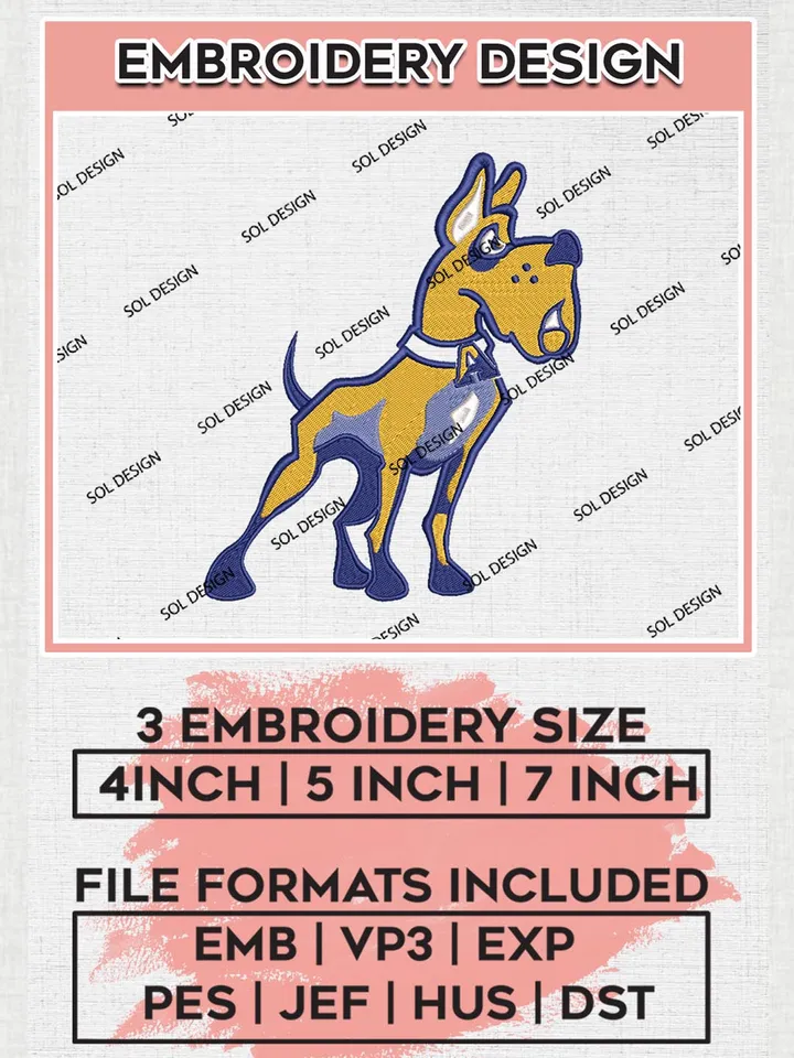 NCAA UAlbany Great Danes Mascot Logo Machine Embroidery Design, NCAA UAlbany Great Danes Embroidery Design Design files, NCAA Team Embroidery Designs, NCAA Machine Embroidery Designs, Digital Download