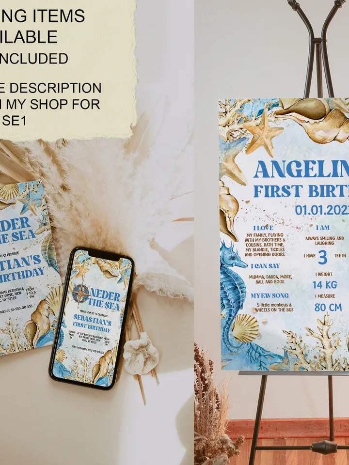 Editable Gable Box ONEder the Sea First Birthday Label; Under the Sea Party; Ocean Party Birthday Template Instant Download; SE1