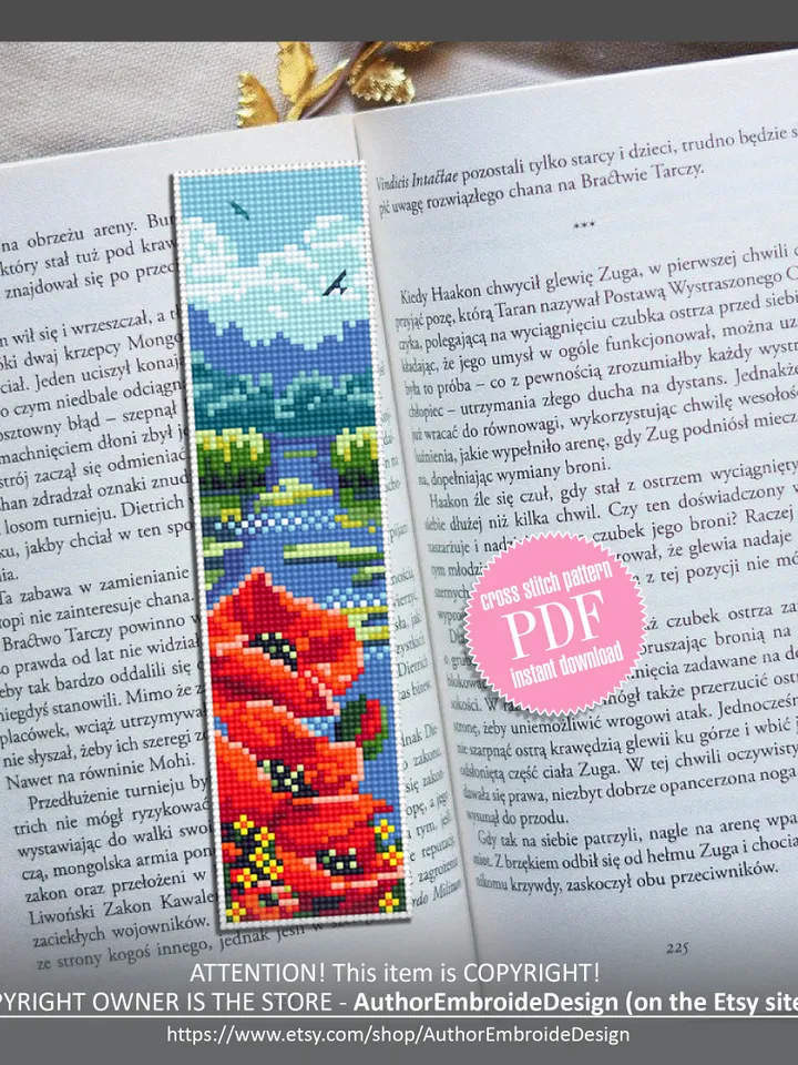 Bookmark set Ukraine cross stitch pattern PDF download Nature cross stitch chart, Bookmark pattern digital PDF, Sunflower, Village #B234