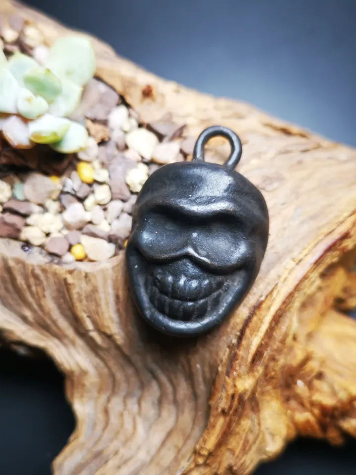 Gandhanra Handmade Skull Citipati Amulet,Smasana Adhipati Pendant,Bhairava Mask,Made of Thokcha,30 years old