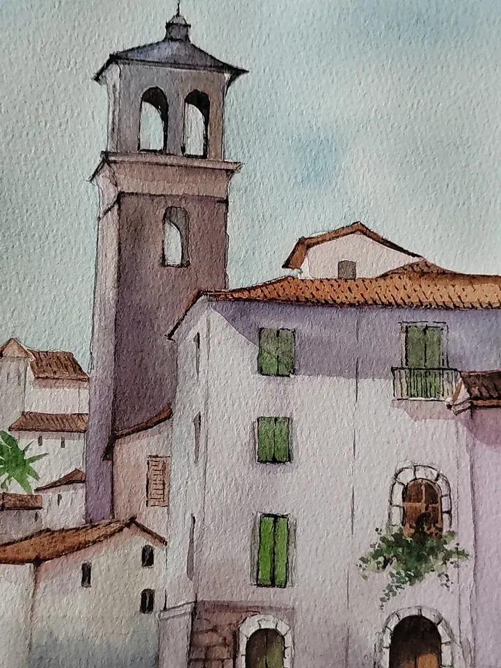Original Watercolor Painting Venetian Landscape Art Houses on the Canal Artwork Venice Street Picture 27x39 cm by SoftWaves