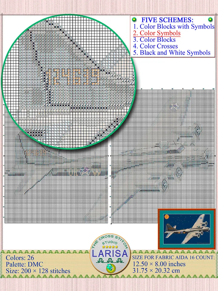 Flying Fortress Cross Stitch Pattern | Heavy Bomber B-17