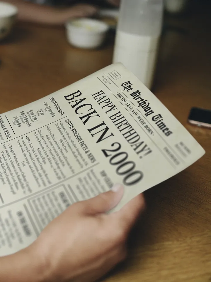 Back in 2000 United Kingdom | 25th Birthday Newspaper Sign | 2000 Birthday Poster UK | 25th Birthday Gift | 25 years ago back in 2000