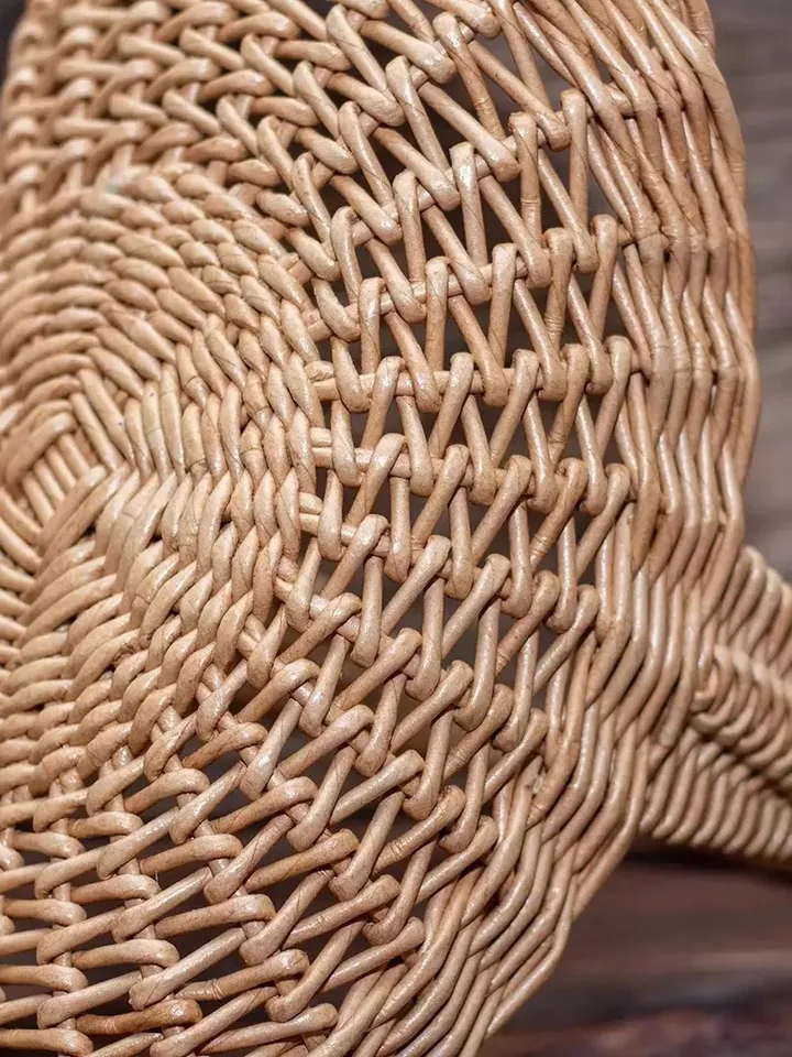 French basket Small openwork basket Wedding flowers basket Flat oval basket with handle