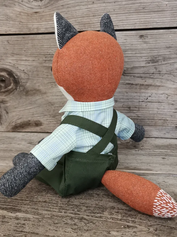 Red fox boy, handmade wool fox toy, stuffed animal doll