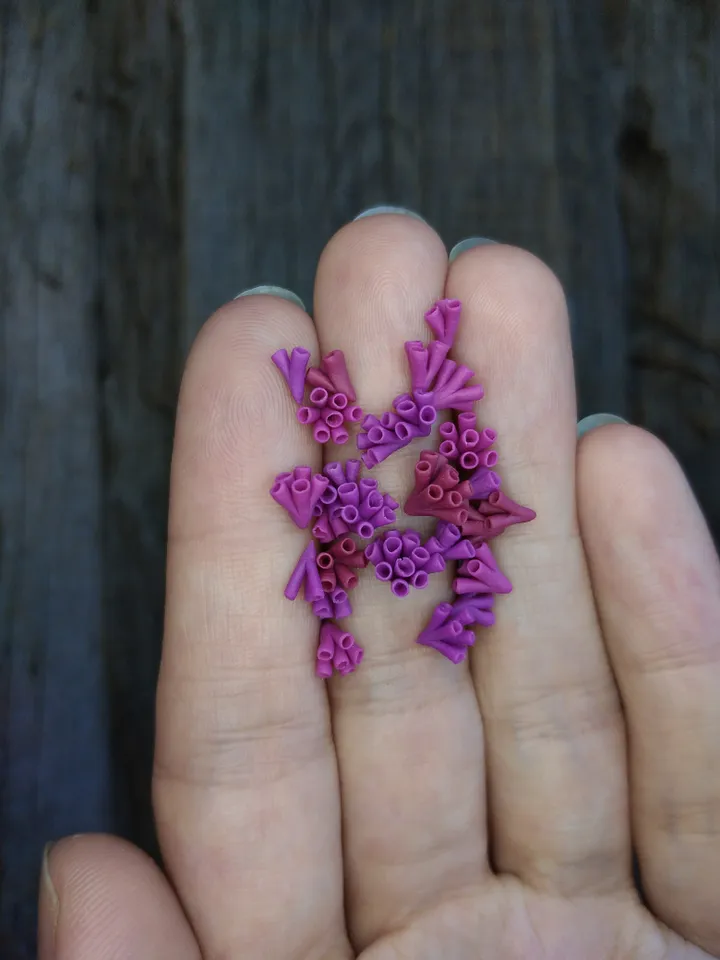Set of miniature corals shades of purple, tiny corals for diorama, dollhouse or resin art