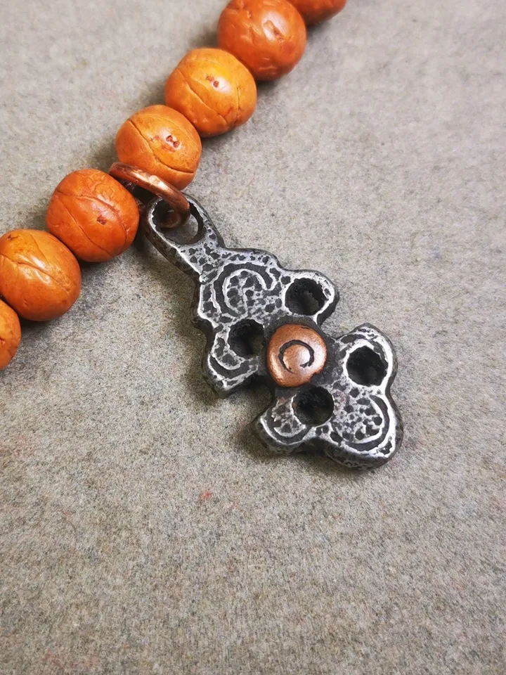 Gandhanra Handmade Tibetan Mala Amulet, Vajra Pendant for Prayer Beads,Necklace,Bag Hanging Accessories,Made of Cold Iron,1.3&quot; × 0.6&quot;
