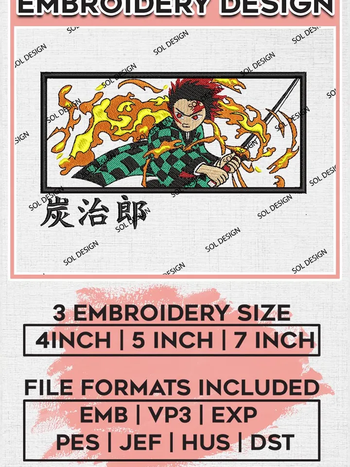 Tanjiro Fire Box Embroidery Design, Tanjiro Embroidery, Anime Design, Digital download
 EMB_ANIME_127