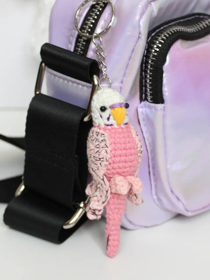 Budgie keychain crochet pattern PDF in English