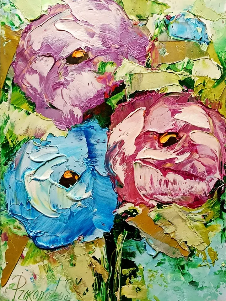 Peony painting Flowers original oil painting Small Original art Peonies wall art Pink peonies artwork Floral New home gifts 7x5 in
