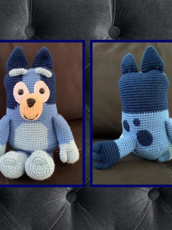 Bluey Crochet Pattern, Blue the Dog Crochet Pattern | Blue Heeler Crochet Pattern | Blue Heeler Amigurumi | Blue the Dog Plushie