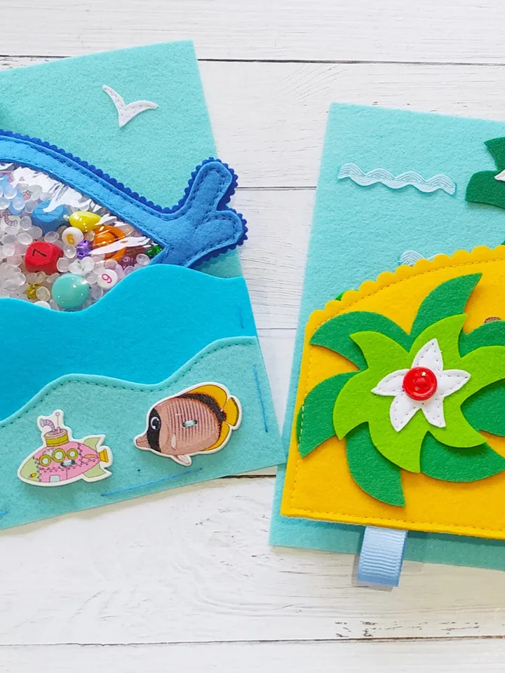 Quiet book Pattern Whale and Crocodile, Felt book pattern pdf, Soft sensory book template, Busy book sewing ideas for kids 2, 3, 4 year old