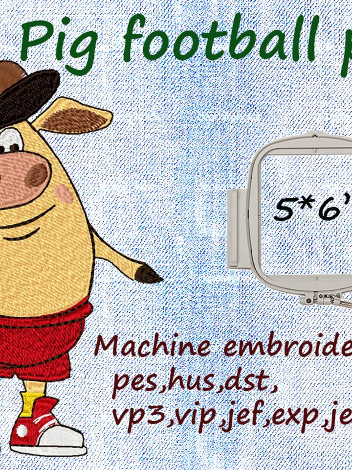 Piggy football player Embroidery Design DIGITAL EMBROIDERY