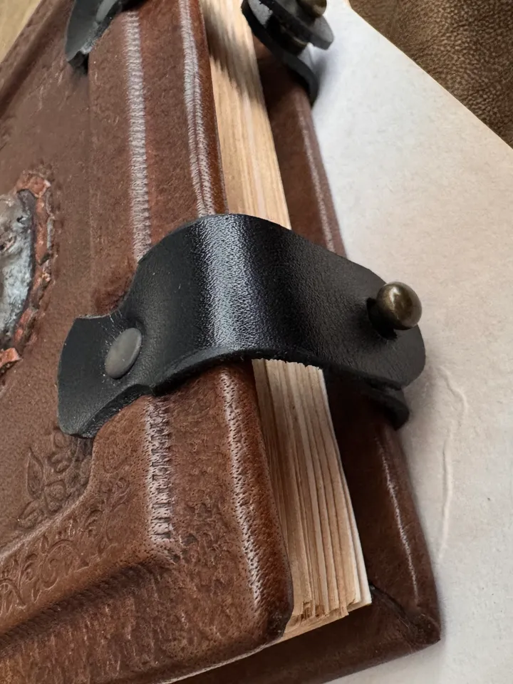 Leather notebook with mask