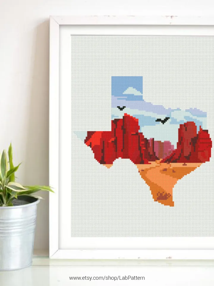 Texas State Silhouette Cross stitch pattern | Embroidery Pattern | Instant Download | Embroidery Designs