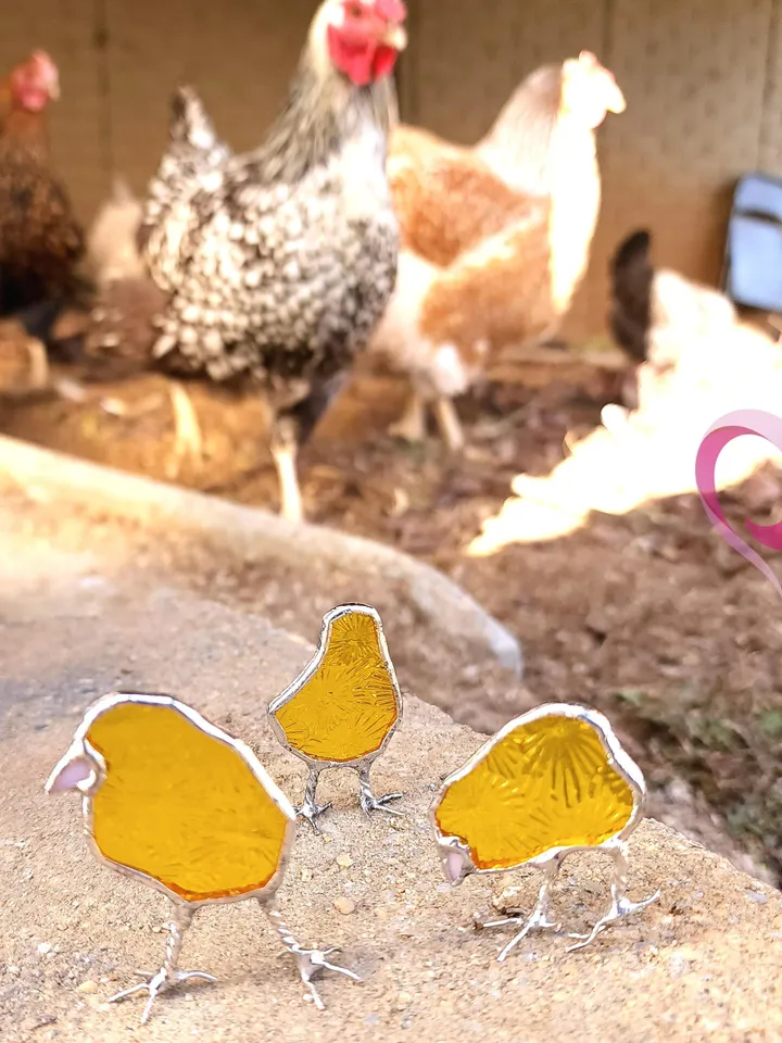 Mini Yellow Stained Glass Chick Suncatcher Baby Chicken Window Decor Perfect Gift for Chicken Lovers