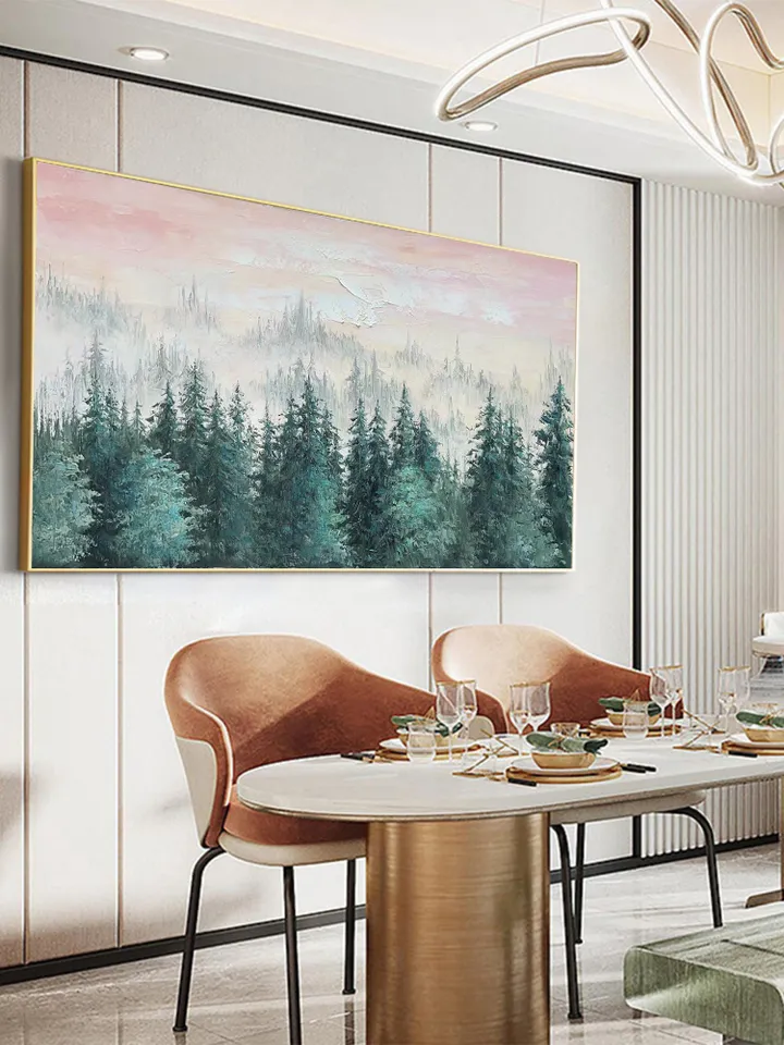Large Original Forest Oil Painting On Canvas, Canvas Wall Art, Abstract Green Tree Painting, Boho Wall Decor, Custom Painting, Home Decor