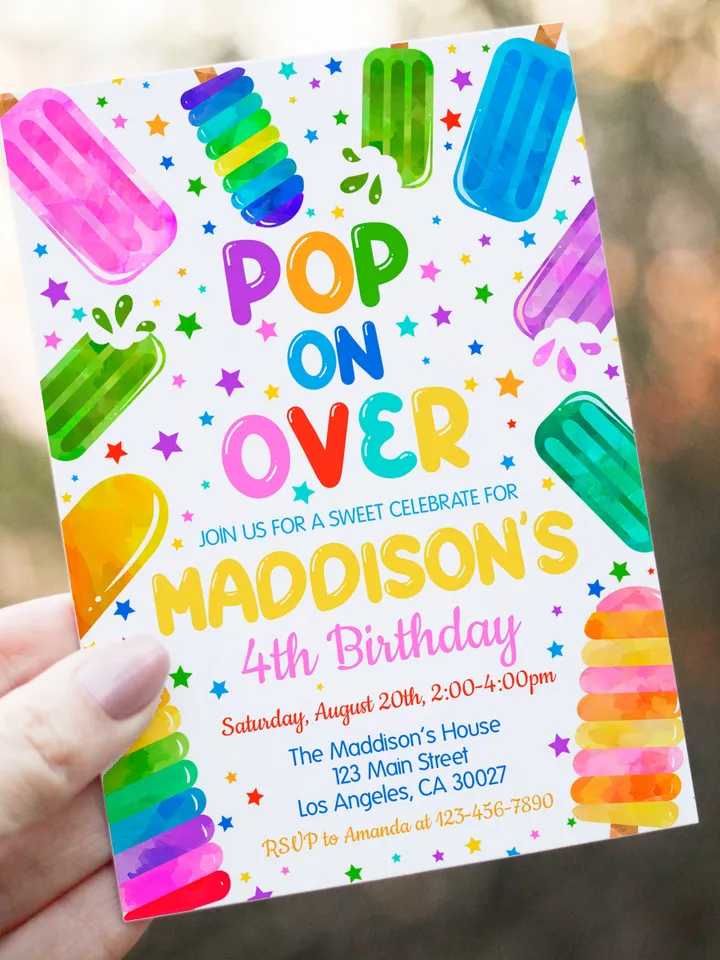 Popsicle Birthday Invitation Summer Party Invitation Girl Popsicle Birthday Party Invitation Instant Download Editable Template Digital File