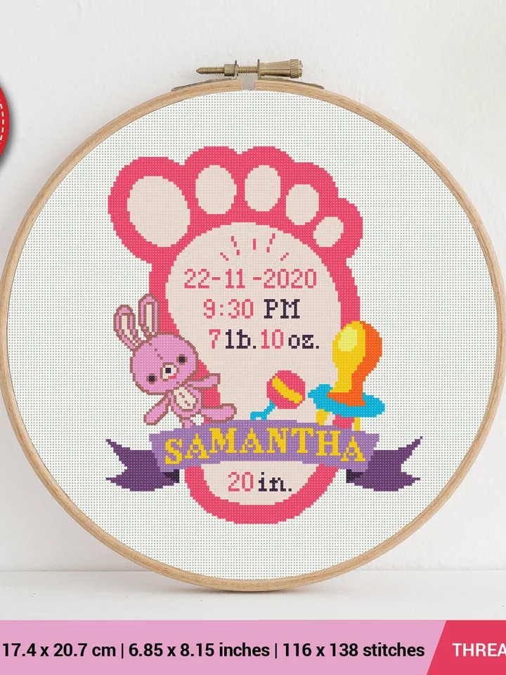 Baby Shower Girl and Alphabet  Cross stitch pattern | Embroidery Pattern | Instant Download | Embroidery Designs