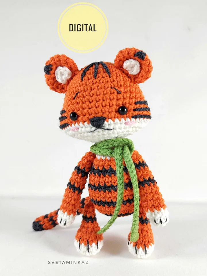 Tiger Crochet Pattern Amigurumi Tiger Cub Cute Animal Toy. Digital Download. PDF.
