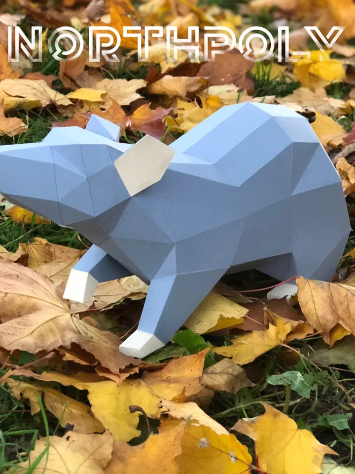 4 Rats And Pumpkin-Spider Papercraft, Digital Template, PDF Download, Gurko, 3D Low Poly, Pepakura, DIY Origami Sculpture, Paper Party Decor